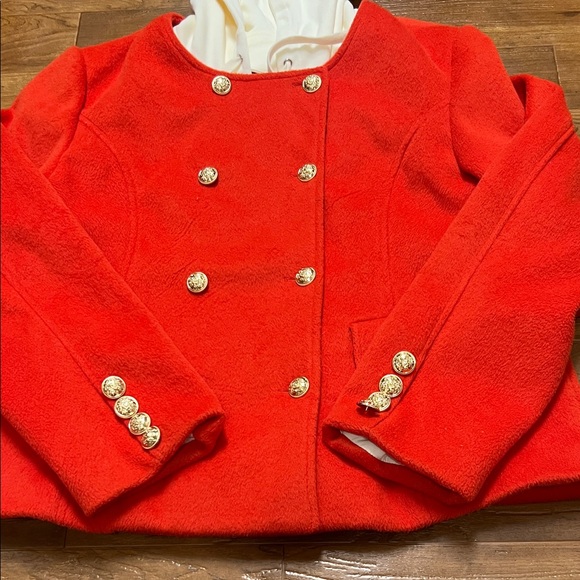 Maeve by Anthropologie Red Double-Breasted Coat with detachable Hood - Picture 4 of 12